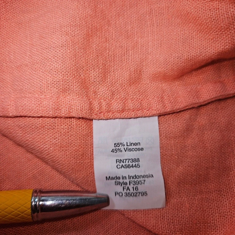 J.Crew‎ Linen Blend Mini Dress Coral Size M pintuck pleated Preppy